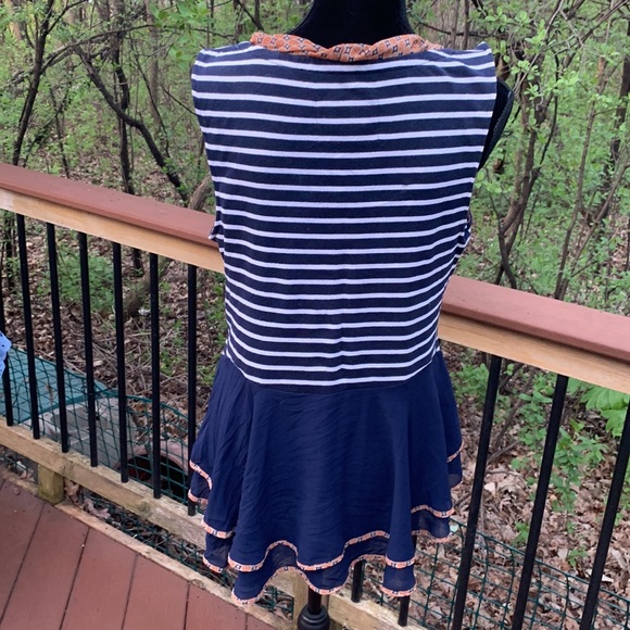 Anthropologie blue and white striped hi lo top. 446 - Picture 4 of 8